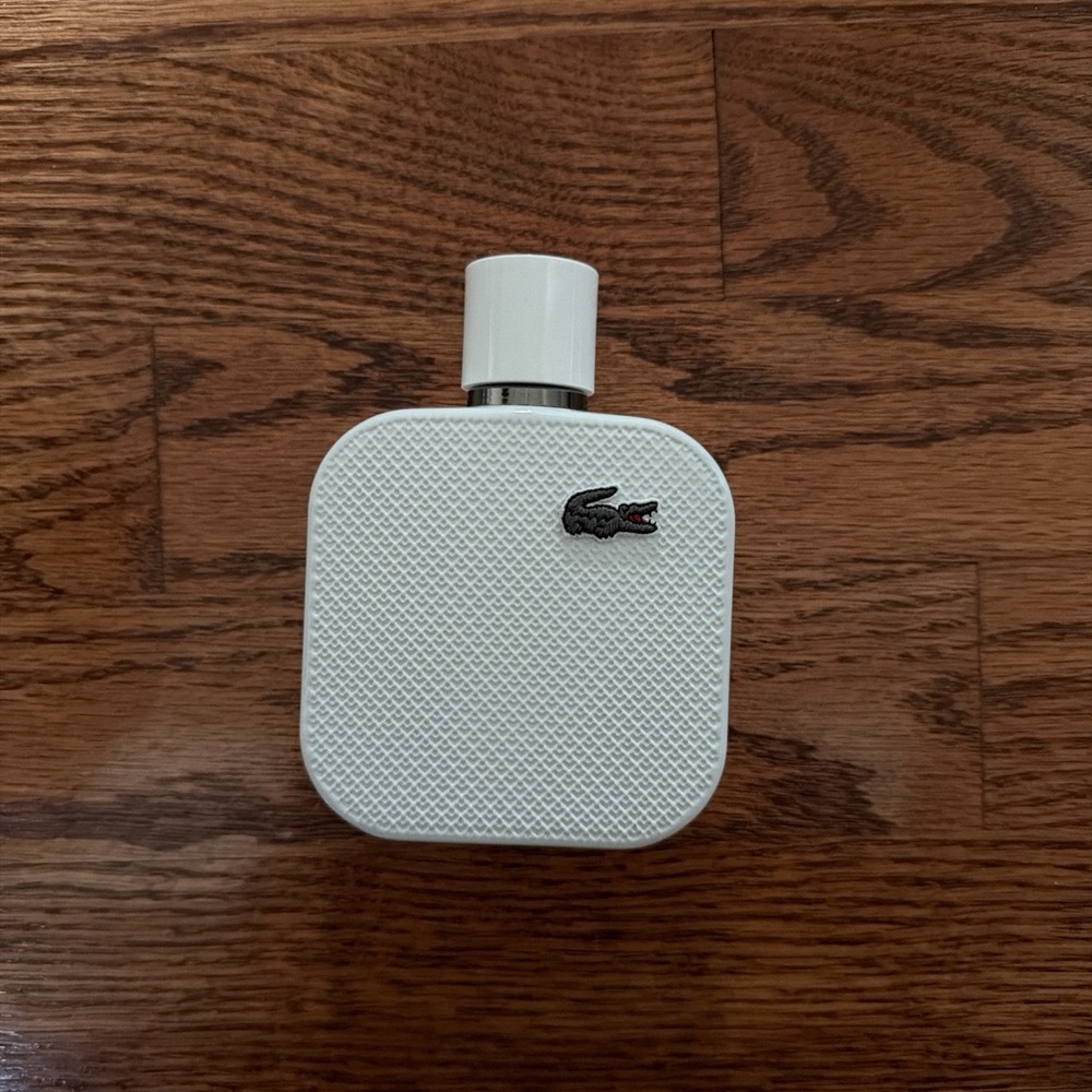 Lacoste White Textured Fragrance Bottle with Crocodile Logo